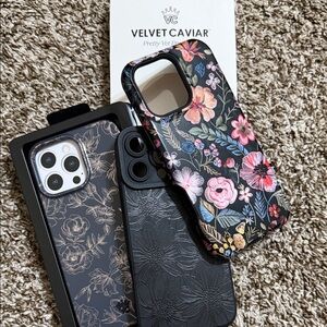 Velvet Caviar Floral iPhone 16 pro max case - Black and Multicolor